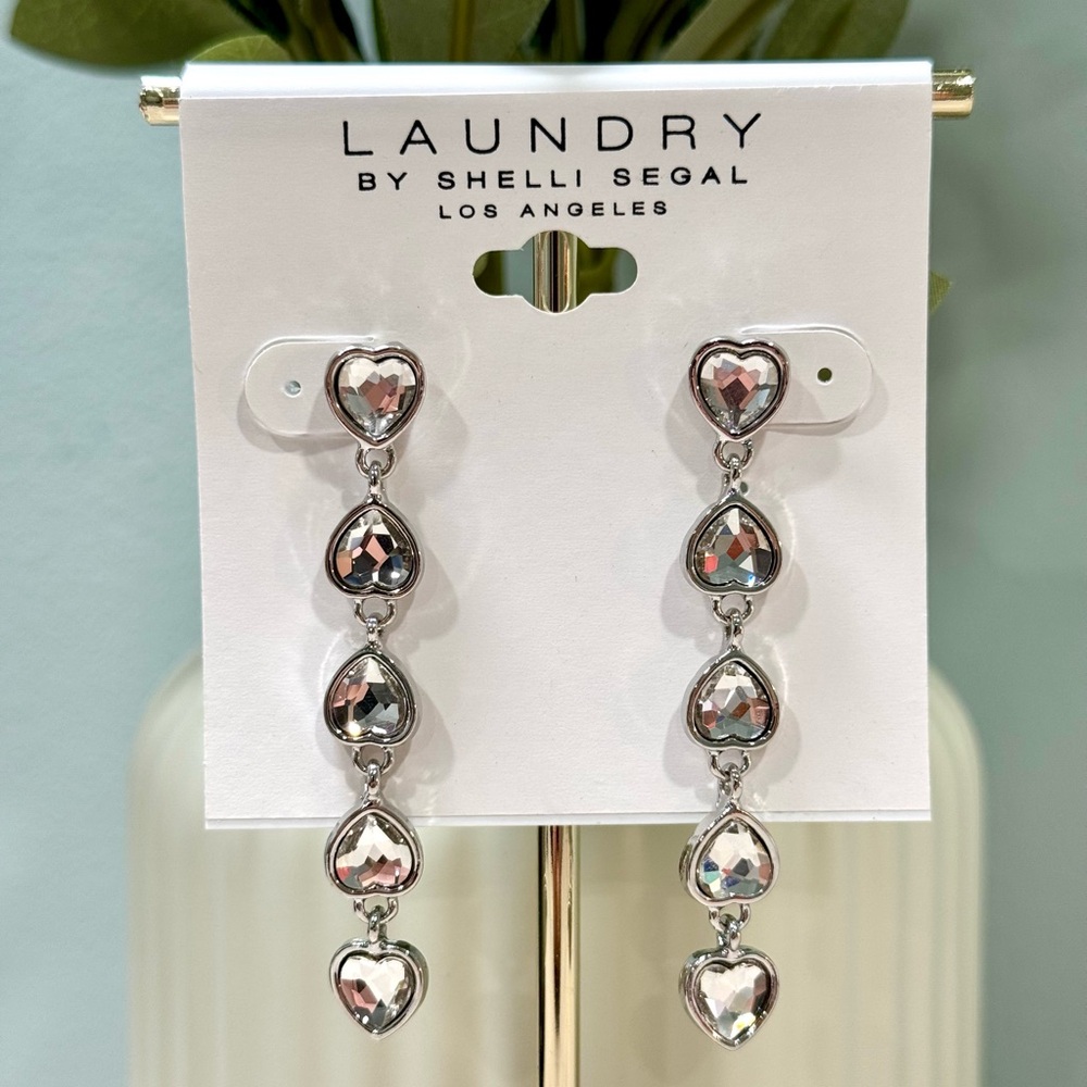 Laundry By Shelli Segal Silver Cascading Heart Earrings